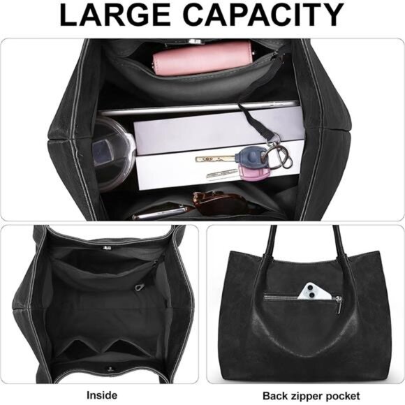 Large Tote Bag for Women Black - Picture 5 of 6